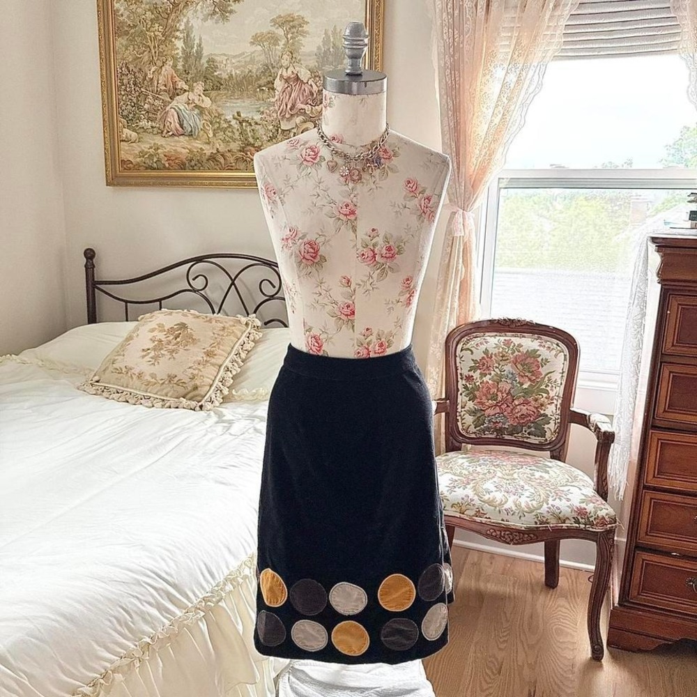 Y2K mod 60s inspired Boden black polka dot midi skirt‎ 26" waist